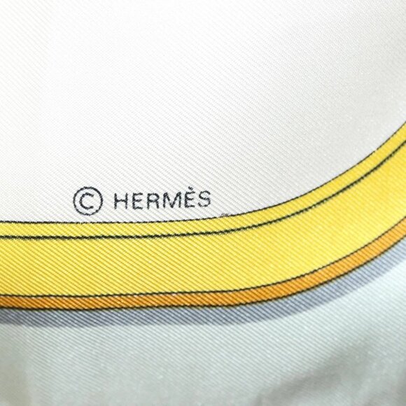 HERMES Carre 90 Scarf ""GRAND APPARAT"" Silk Light Blue Auth - Picture 13 of 14